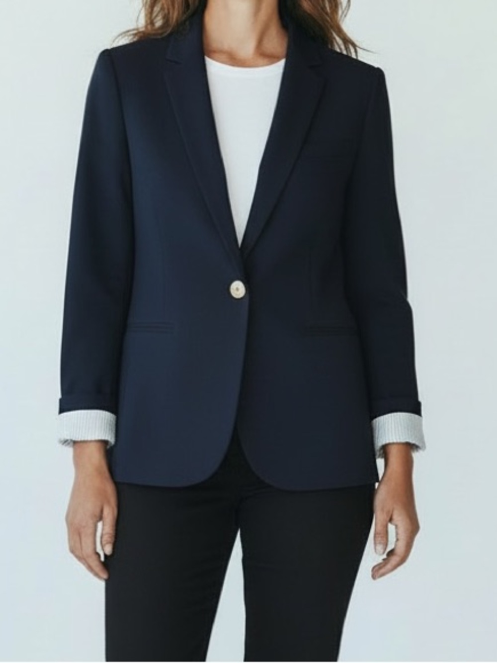 Zara Basic Navy Single-Button Women's Blazer Sz XS